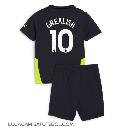 Camisa de Futebol Manchester City Jack Grealish #10 Equipamento Secundário Infantil 2024-25 Manga Curta (+ Calças curtas)